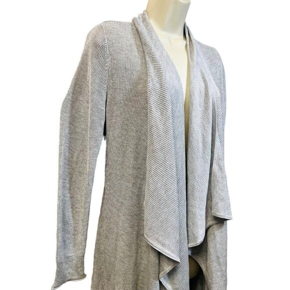 White House Black Market Open Front Drape Cardigan Metallic Silver L/S Size XS - Picture 12 of 12